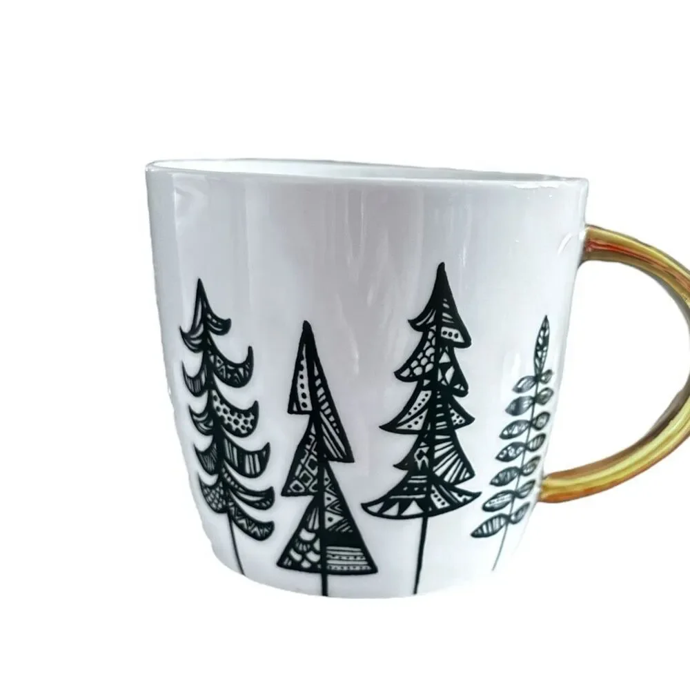 Starbucks 2015 Green Trees White Ceramic Coffee Cup Mug - 14 oz   ***Item:‎ HH75